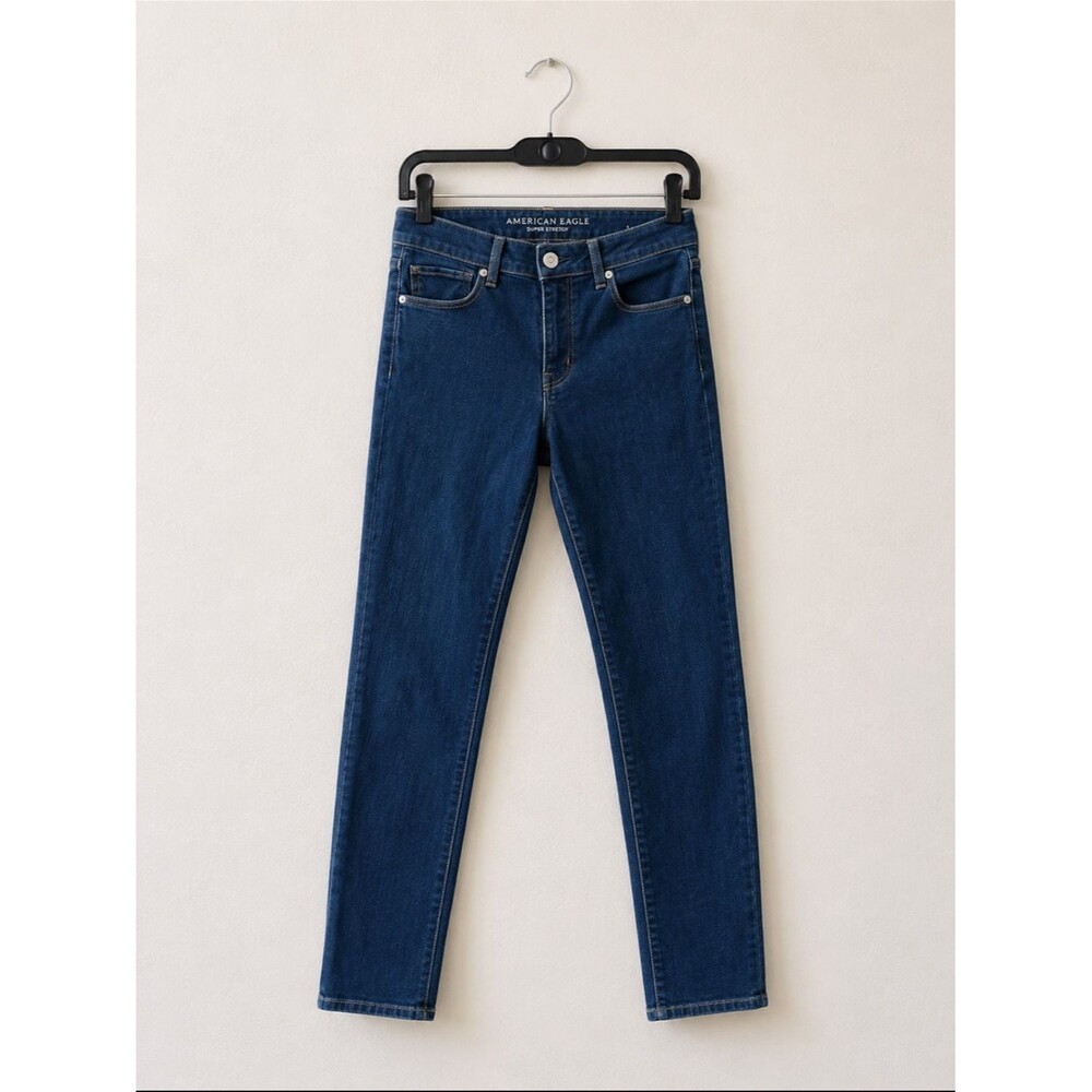 American Eagle Skinny Super Stretch Jeans Womens Size 12 Short Dark Wash Denim